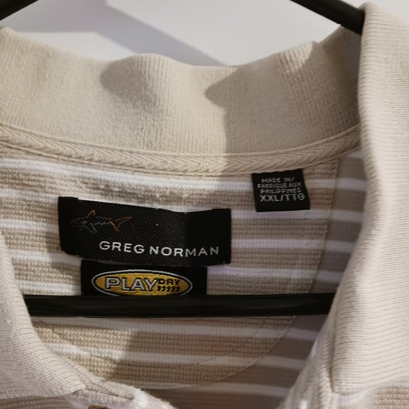 Greg Norman Golf Shirt XXL, Play dry, Cream, Brown - Picture 2 of 3